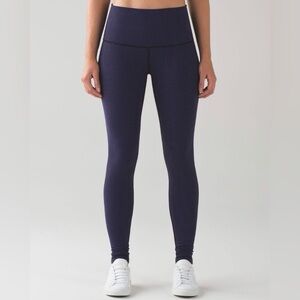 Lululemon Wunder Under Pant (Hi-Rise) Teeny Check Black Cerulean Blue